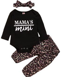 Baby Baby Meisje Kleding Brief Print Romper Lange Mouw Tops + Luipaard Broek + Luipaard Hoofdband Outfits Herfst En Winter suits 18m