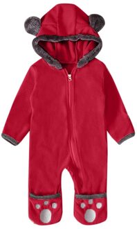 Baby Baby Meisjes Jongens Cartoon Oren Hooded Romper Zip Fleece Kleding Jumpsuit Mode Jongens Moet Hebben Leuke Jumpsuit Dikke Warme xl Rood / 12m