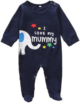 Baby Baby Romper Jongens Meisjes Leuke Brief Cartoon Olifant Print Footed Romper Lange Mouwen Jumpsuit Baby Meisje Kleding 3 M-6 M 6m