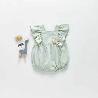 Baby Baby Zomer Bodysuit Meisje Effen Rooster Radijs Pop Decoratie Bodysuit Peuter Meisjes Bretels Mouwloze Body 212H2-groen / 24M
