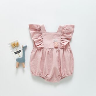 Baby Baby Zomer Bodysuit Meisje Effen Rooster Radijs Pop Decoratie Bodysuit Peuter Meisjes Bretels Mouwloze Body 212H2-roze / 9m