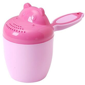 Baby Bad Cup Waggel Shampoo Cup Cartoon Hippo Kinderen Baden Bailer Baby Douche Lepel Kind Wassen Haar Cup Kids Bad tool roze Cup