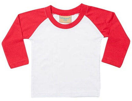 Baby baseball t-shirt met lange mouwen - maat 102 (lengtemaat) Wit