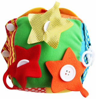 Baby Basic Life Skill Training Dice 6-IN-1 Soft Activity Cube Baby Educational Puzzle Zipper Laces Cognition Toy Square Ball