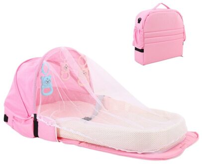 Baby Bed Reizen Klamboe Met Draagbare Case Infant Opvouwbare Ademend Baby Zon Bescherming Slapen Mand roze