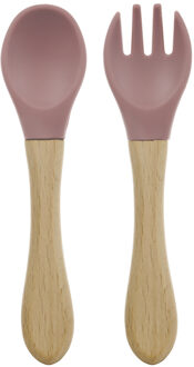 Baby Bestekset - Hout & Siliconen - Oudroze