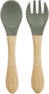 Baby Bestekset - Hout & Siliconen - Sage