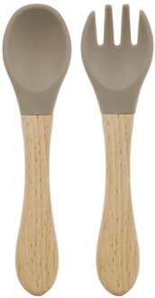 Baby Bestekset - Hout & Siliconen - Taupe