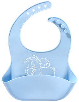Baby Bib Silicone Verstelbare Dier Eva Waterdicht Speeksel Druipende Slabbetjes Zachte Eetbare Siliconen Speeksel Handdoek lucht blauw
