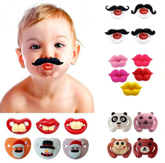 Baby Births Silicone Pacifier Clips Infant Dummy Joke Prank Toddler Pacy Orthodontic Funny Cartoon Christmas Baby Nipple 24Month