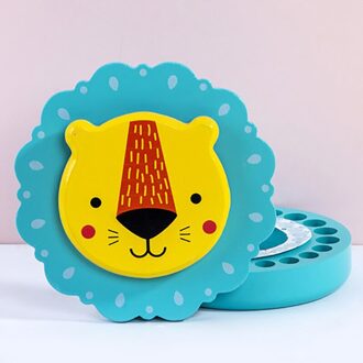 Baby Bladverliezende Tooch Doos Baby Houten Tand Doos Melktanden Opbergdoos Kinderen Melktanden Lanugo Collectie Houten Doos blauw leeuw lively