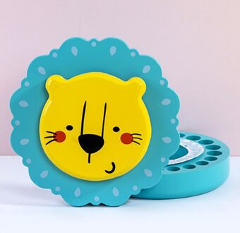 Baby Bladverliezende Tooch Doos Baby Houten Tand Doos Melktanden Opbergdoos Kinderen Melktanden Lanugo Collectie Houten Doos blauw leeuw naughty