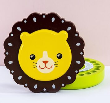 Baby Bladverliezende Tooch Doos Baby Houten Tand Doos Melktanden Opbergdoos Kinderen Melktanden Lanugo Collectie Houten Doos geel leeuw cute