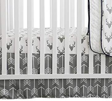 Baby Boy Crib Beddengoed Wit Grijs Woodland Pijl Gewei Herten Hoofd Minky Deken Marine Crib Sheet Herten Buck Wieg Rail beddengoed Set Crib Skirt
