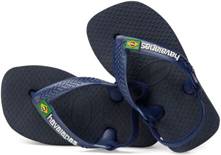 Baby Brasil Logo II Jongens Slippers - Navy Blue/Citrus Yellow - Maat 25/26