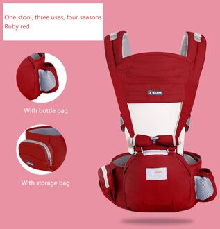 Baby Carrier Ademende Multifunctionele Kangoeroes Rugzak Babyzitting Carrier Hip Seat Draagzak Voor Alle Seizoenen Rood