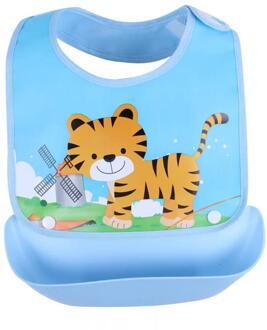 Baby Cartoon Leuke Afneembare Kids Jongens Meisjes Voeden Kiel Slabbers Feeding Bib blauw tijger