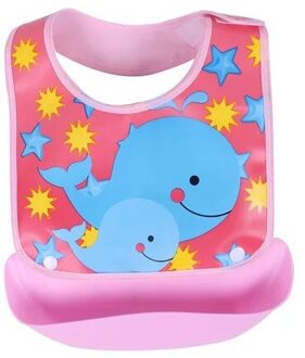 Baby Cartoon Leuke Afneembare Kids Jongens Meisjes Voeden Kiel Slabbers Feeding Bib roze dolphins