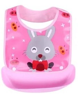 Baby Cartoon Leuke Afneembare Kids Jongens Meisjes Voeden Kiel Slabbers Feeding Bib roze konijn