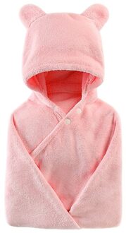 Baby Cartoon Schattige Beer Dier Hooded Badhanddoek Ultra Zachte Super Absorberende Badjas Doek Robe Unisex Voor Jongens Meisjes Roze