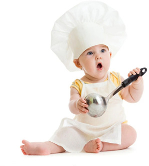 Baby Chef Cap and Apron Suit White Boys Girls Lace-up Kitchen Apron+Hat for Baby Photographing and Cosplay