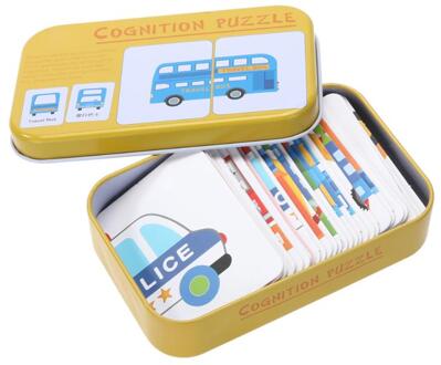 Baby Cognitie Puzzel Educatief Speelgoed Peuter Kids Matching Game Cognitieve Kaart Auto Fruit Animal Life Puzzel geel