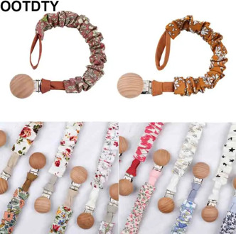 Baby Cotton Pacifier Chain Beech Wood Pacifier Clip Infant Teething Toys Holder For Nipples Baby Teether