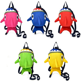 Baby Cute Animal Plush Backpack Toy Anti-Lost Leash Cartoon Shark Children Backpack Travel Play Storage Snack Toy Pouch 32cm 1pc