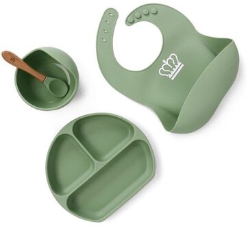 Baby Dining Siliconen Kom Lepel Plaat Slabbetjes Sterke Sucker Voeden Set Servies Kinderen Servies A1