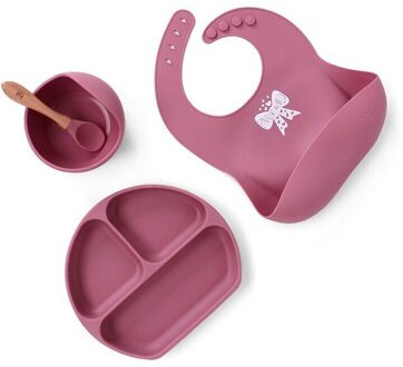 Baby Dining Siliconen Kom Lepel Plaat Slabbetjes Sterke Sucker Voeden Set Servies Kinderen Servies A3