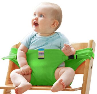 Baby Draagbare Stoel Kinderen Stoel Reizen Opvouwbare Wasbare Baby Dining Hoge Eetkamer Cover Seat Veiligheid Belt Extra Riem groen