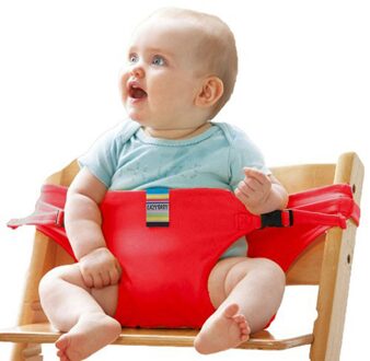 Baby Draagbare Stoel Kinderen Stoel Reizen Opvouwbare Wasbare Baby Dining Hoge Eetkamer Cover Seat Veiligheid Belt Extra Riem rood