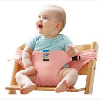 Baby Draagbare Stoel Kinderen Stoel Reizen Opvouwbare Wasbare Baby Dining Hoge Eetkamer Cover Seat Veiligheid Belt Extra Riem roze