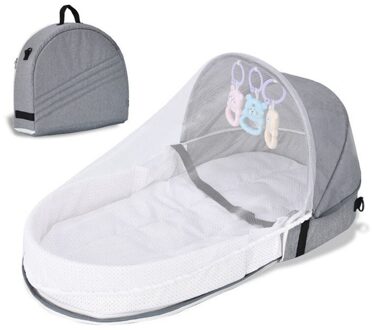 Baby Draagbare Vouwen Bed Met Klamboe Luifel Verhoog Hek Dikke Katoenen Pad Reizen Bed Tent Voor Pasgeboren Baby Peuter Grijs