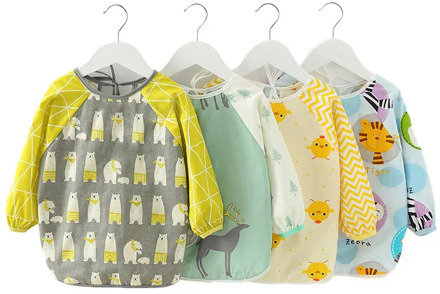 Baby Eating Smock Bib Girl Long-sleeved Baby Cotton Waterproof Boy Anti-wearing Children's Apron
