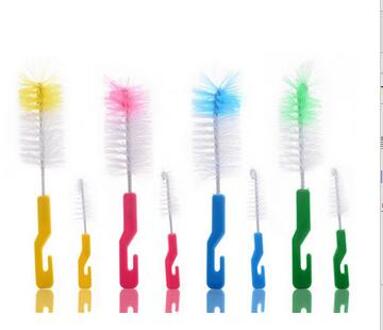 Baby Fles Borstels Tepel Nylon Borstelharen Plastic Rechte Schacht Reinigingsborstel Set Cup Borstel Fles Fles Voeden