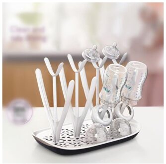 Baby Fles Droogrek Afvoer Plank Bekerhouder Verwijderbare Fles Rack Voor 8 Flessen + Accessoires, Wit