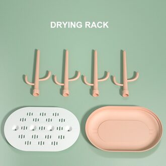 Baby Fles Droogrek Baby Fles Schoonmaken Droger Afdruiprek Opbergrek Boom Vorm Rack Voor Baby Flessen Verwijderbare Roze