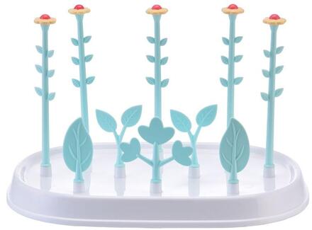 Baby Fles Droogrek Bloem Fles Drogen Plank Fles Drogen Boom Droger Voor Flessen Afneembare Baby Fles Houder Voeden Blauw