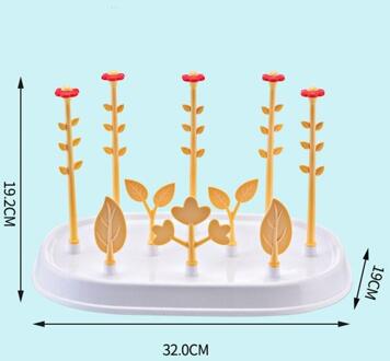 Baby Fles Droogrek Bloem Fles Drogen Plank Fles Drogen Boom Droger Voor Flessen Afneembare Baby Fles Houder Voeden geel