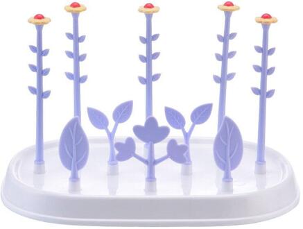 Baby Fles Droogrek Bloem Fles Drogen Plank Fles Drogen Boom Droger Voor Flessen Afneembare Baby Fles Houder Voeden Paars