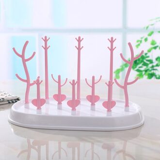 Baby Fles Droogrek Creatieve Boom Vorm Zuigfles Houder Verwijderbare Reiniging Droger Afdruiprek Opslag paars roze