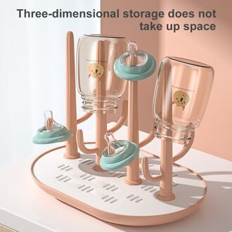 Baby Fles Droogrek Thuis Afvoer Stand Tepels Kopjes Grote Capaciteit Draagbare Ruimtebesparend Abs Afneembare Schoon Reizen Roze