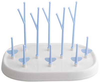 Baby Fles Droogrek Verwijderbare Kopjes Grote Capaciteit Thuis Desktop Hygiënische Boom Vorm Draagbare Accessoires Pomp Onderdelen Tepels Blauw