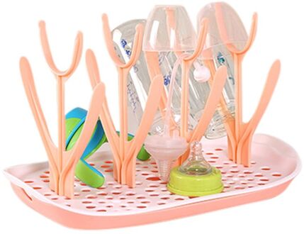 Baby Fles Houder Afneembare Kids Cup Droogrek Flessen Draagbare Opslag Multifunctionele Afvoer Rekken Roze