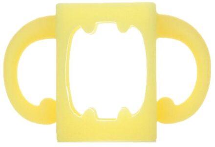 Baby Fles Universele Handvat Zachte Siliconen Brede Mond Grip Multicolor Hittebestendige Zuigflessen Accessoires geel