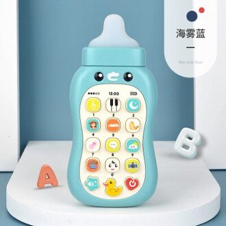 Baby Fopspeen Simulatie Muziek Mobiele Telefoon Speelgoed Baby Fles Zachte Bijtring Bijten Baby Vroege Onderwijs Jongen Meisje Speelgoed 0-1 Jaar nee LED licht blauw