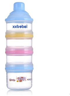 Baby Gaan Melkpoeder Box Drie Lagen 4 Lagen Baby Baby Draagbare Melk Opbergdoos Cartoon Onafhankelijke blauw four laag