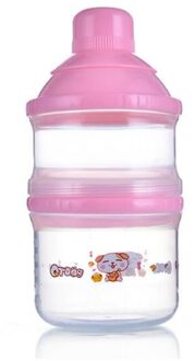 Baby Gaan Melkpoeder Box Drie Lagen 4 Lagen Baby Baby Draagbare Melk Opbergdoos Cartoon Onafhankelijke roze dubbele laag