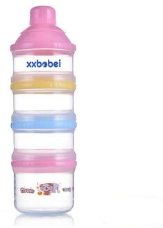 Baby Gaan Melkpoeder Box Drie Lagen 4 Lagen Baby Baby Draagbare Melk Opbergdoos Cartoon Onafhankelijke roze four laag